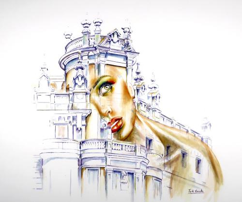 Edificio clásico, Madrid, 53 x 60 cm